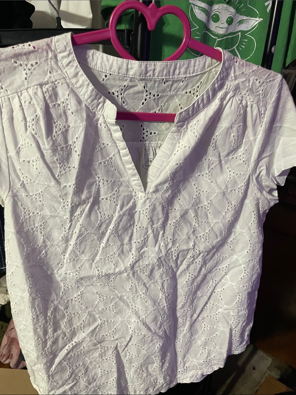 St. John's Bay White Eyelet Notch-Neck Blouse